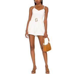 Show Me Your MuMu Sloane Belted Romper M White